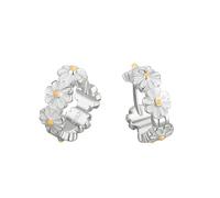 Dainty Daisy Small Hoops Earrings Silver Plated for Women Girls Teen Mini Tiny Cute Cartilage Round Huggie Sunflower Sleeper Jewelry Gifts Valentine's Day Birthday Bff