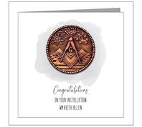 Dainty Designs Personalised Masonic Masons Congratulations On Your Installation Compass On Penny Coin - Brothers, Friends, Family, Lodge, Husband, Brother, Uncle, Dad, Neighbours