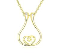 Dainty Double Heart Ring Holder Necklace for Women Men Fashion Cute Ring Keeper Necklaces Simple Saver Pendant Chain Bride Wedding Engagement Jewelry Birthday Valentine's Day Gifts Wife Girlfriend