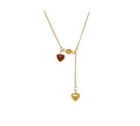 Dainty Double Hearts Red Enamel Choker Necklace for Women Sweet Cute Simple Forever Love Tassel Chain Small Heart Drop Pendant Tiny Lariat Y Necklaces Party Jewelry Valentine's Day Gift for Her
