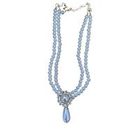 Dainty Double-Layer Necklace With Pearl And Crystal Accents, Floral Pendant Detail, Adjustable Clasp For Women