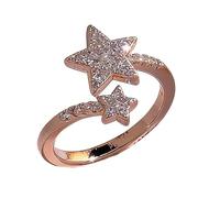 Dainty Double Stars Ring Lucky Star Open Adjustable Eternity for Birthday Valentines Anniversary Mothers Day Gift for Her Promise Rings for Women