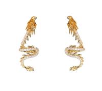 Dainty Dragon Cuff Wrap Climber Earrings for Women CZ Mythical Creatures Animal Hypoallergenic No Crawler Earrings Fashion 2024 Lunar Year Accessories