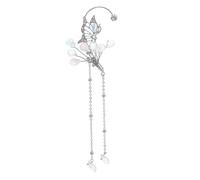 Dainty Ear Cuffs Clip-on Earring for Women, Butterfly Ear Wrap No Piercing Crystal Pearl Cuff Clip on Earrings for Women, Ear Bone Clip Hook without Pierced, Adjustable, Metal, Cubic Zirconia
