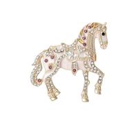 Dainty Enameled Horse Pin with Rhinestones Elegant Animal Lapel Accessory for Parties Event Daily Accessories Stylish Enameled Horse Pin