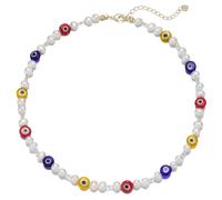 Dainty Evil Eye Real Pearl Beaded Necklace, Freshwater Pearl Choker Necklaces for Women Trendy Jewelry Gift for Friend Girlfriend Wife Sister Mom