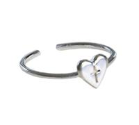 Dainty Flower Crucifix Heart Shaped Rings Open Band Stackable Jewelry Copper Base Sparkling Cubic Zirconia Stone Flower Crucifix Heart Rings Copper Adjustable Stacking