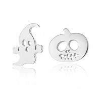 Dainty Ghost Pumpkin Stud Earrings for Women Girls Stainless Steel Hypoallergenic Asymmetrical Tiny Cute Small Cartilage Tragus Post Halloween Birthday Cosplay Party Jewelry Gifts, Metal, not known