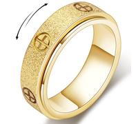 Dainty Gold Fidget Rings for Women: Stunning Fidget Toys & Fidget Spinners for Adults -18K Gold Plated Cross Rings, Love Ring & Eternity Band for Couples, Stainless Steel, No Gemstone
