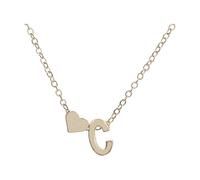Dainty Gold Initial Necklace for Women Elegant Alphabet C Pendant Jewelry Tiny Heart Letter Necklace Birthday for Her 2PCS (Gold, 45cm)