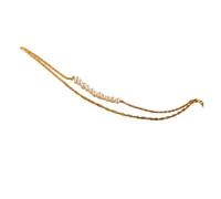 Dainty Gold Pearl Bracelets Tiny Pearls link Chain Bracelet Jewelry Pearls Beaded Paperclip Layered Bracelets for Women, S, Faux Pearl, no gemstone