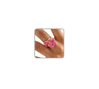 Dainty Gold Rings Non Tarnish Silver Adjustable Rings for Women Sparkling CZ Leaf Flower Stackable Ring for Women Open Enamel White Red Pink Floral Stacking Ring Elegant Romantic Wedding Daily Jewelry