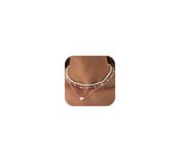 Dainty Gold Silver Necklaces for Women 3Pcs - Non Tarnish 14K Gold Plated Necklace Trendy Pearl Necklaces Cute Flower CZ Choker Necklaces for Women Layered Chain Necklace for Wedding Prom Silver Pearl