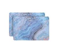 Dainty Home Marble Cork Place Mats Rectangle Navy 12"x18" Set of 2 Washable Placemats Heat Resistant Placemats Non Slip Table Placemats