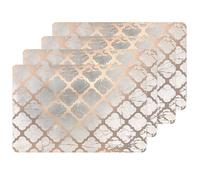 Dainty Home Rose Gold Trellis Marble Rectangle Cork Placemats - Heat Resistant Placemats, Non-Slip, Easy Clean Placemats for Elegant Dining - 12"x18" Set of 4 - Perfect for Stylish, Modern Homes
