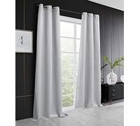 Dainty Home Stars Textured Metallic Blackout 76" x 84" Grommet Panel Pair in Silver