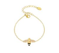 Dainty Honey Bee Charm Bracelet For Women Adjustable Chain Stainless Steel Cute CZ Insect Bumble Bee Stackable Link Bracelet Delicate Good Luck Jewelry Graduation Inspirational Gifts For Best Friend,