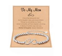 Dainty Infinity Heart Bracelet - A Thoughtful Gift for Mom Daughter. Perfect for Valentine, Mother's Day, Birthdays, or Christmas, adjustable, Stainless Steel, no gemstone