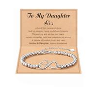 Dainty Infinity Heart Bracelet - A Thoughtful Gift for Mom Daughter. Perfect for Valentine, Mother's Day, Birthdays, or Christmas, adjustable, Stainless Steel, no gemstone