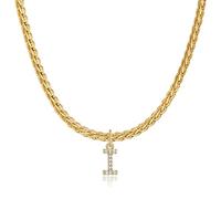 Dainty Initial s for Women, 18K Gold Filled Vintage Choker Simple Cubic Zircon Letter Pendant Women Jewelry