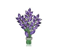 Dainty Lavender Brooch Pin for Women Girls Purple Rhinestone Crystal CZ Flower Boutonniere Corsage Badge Brooches Laple Pins Scarf Clip Accessory for Cloth Dress Wedding Party