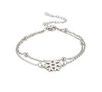 Dainty Layered Christmas Snowflake Charm Bracelet Charm Minimal Stainless Steel Bangle Adjustable Jewelry Gifts Girls Sisters Women, no gemstone