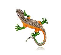 Dainty Lizard Lapel Brooch Pin Rhinestone Chameleon Animal Enamel Pins Clip Suit Coat Dress Sweater Badges Brooches Pins Personalized Jewelry Gifts for Women Girls Men. (Orange)