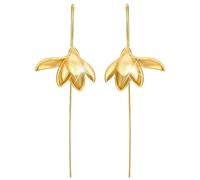 Dainty Magnolia Flower Earrings for Women 14K Gold Plated Cute Magnolia Flower Floral Dangle Drop Statement Earrings for Birthday Party Fashion Jewelry Gifts, Zinc, No Gemstone