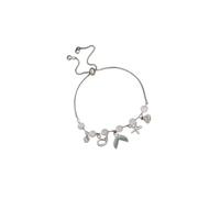 Dainty Mermaid Tail Starfish Shell Conch Fish Charm Bracelet Cz Statement Bohemian Opal Beaded Chain Sea Themed Beach Jewelry for Women Summer Surfer Boho Adjustable Ocean Bracelets, One Size, Metal