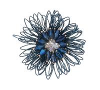 Dainty Mesh Flower Brooch Pin for Women Girls Fashion Fabric Leaf Crystal Acrylic Ball Bead Pistil 3D Floral Brooches Lapel Pins Elegant Dress Accessories Wedding Event Holiday Festival Jewelry Gift