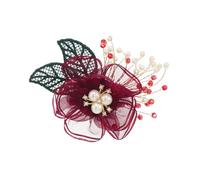 Dainty Mesh Shell Pearl Flower Brooch Pin for Women Girls Fashion Fabric Green Leaf Crystal Acrylic Ball Bead Peony Lapel Hair Pins Dainty Anniversary Christmas Party Dress Accessories Jewelry, M