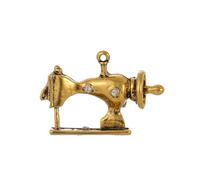 Dainty Mini Sewing Machine Brooch Vintage Crystal Zinc Alloy Pins for Women Statement Jewellery Gifts Jackets Suits Dress Charms (Gold Plated)