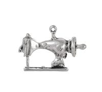 Dainty Mini Sewing Machine Brooch Vintage Crystal Zinc Alloy Pins for Women Statement Jewellery Gifts Jackets Suits Dress Charms (Silver Plated)