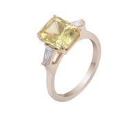Dainty Moissanite Eternity Band, Marriage Rings for Women 9K Gold Elegant with 3Ct Yellow Radiant Moissanite Size S 1/2