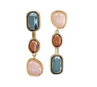 Dainty Multicolor Rhinestone Geometric Long Dangle Earrings for Women Asymmetrical Colorful Crystal Linear Drop Chandelier Earring Elegant Vintage Stud Prom Wedding Bridal Cocktail Party Jewelry Gifts