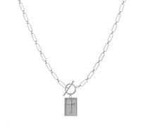 Dainty Nail Cross Necklace for Women,Cross Pendant Paperclip Chain Necklace,Gold/Silver Toggle Clasp Cross Necklace Dainty Jewelry Gift for Women and Men (Silvery)