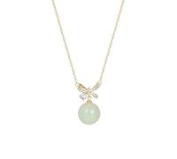 Dainty Necklace Bow Knot Hetian Jade Necklace 925 Silver High-end Light Luxury Collarbone Chain New Necklace Pendant Gift for Women Necklaces for Women gift