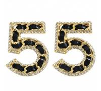 Dainty Number Five Statement Stud Earrings for Women Cubic Zirconia Crystal Lucky 5 Numbers PU Leather Rope Twisted Studs Earring Fashion Jewelry Birthday, Standard, Copper Crystal, No Gemstone