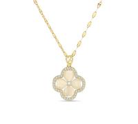 Dainty Opal Four Leaf Clover Pendant Necklace for Women Cubic Zirconia Shamrock Charm Fashion Heart Crystal Petals Leaves Adjustable Chain Choker Lucky Jewelry St Patricks Day Party Accessories, One
