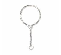 Dainty Paperclip Necklace Heart O Ring Slip Chain Necklace for Women Handmade Punk Gothic Cuban Necklace Jewelry Adjustable Lariat Y Necklace Picture Inside Necklace Personalized (Silver, One Size)
