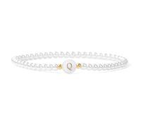 Dainty Pearl Bracelet for Women 26 Letters Bracelet Initial Bracelet Adjustable Letter A-Z Charm Bracelet Gold Beads Bracelet Personalized Birthday Jewelry for Women, Nickel, no gemstone