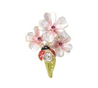 Dainty Pink Flower Ladybug Green Leaf Brooch Lapel Pins for Women Elegant Daisy Crystal Floral Brooches Badges Pin Fashion Banquet Prom Dresses Suit Jewelry Clothes Accessories, S, Metal, no gemstone