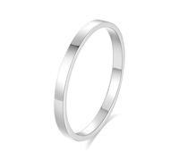 Dainty Promise Ring, Simple Ring Plain Smooth Surface 18K White Gold Size K 1/2 Gift for Women