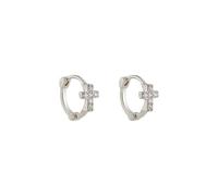 Dainty Rhinestone Cross Hoop Earrings,Glittering Plated Gold Cubic Zirconia Crucifix Small Huggie Earrings,Aesthetic Crystal Cross Statement Earrings, L, Alloy Steel, No Gemstone