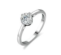 Dainty Rings for Women, Wedding Rings Set 4 Prong 0.5ct Round Moissanite Silver 9K White Gold Size K 1/2