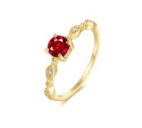 Dainty Rings for Women, Yellow Gold Ring Real 14K Thin Infinity Ring with 0.47ct Round Lab Created Ruby and Moissanite Gold Size N 1/2