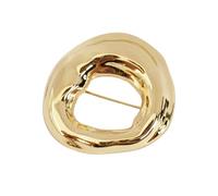 Dainty Round Circle Brooch Irregular Geometric Lapel Pin for Wedding Ceremony Delicate Gold Plated Statement Jewelry Valentine Gift for Daughter Suit Dress Accessories, 1, Metal, no gemstone