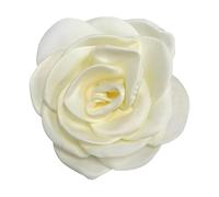 Dainty Satin Rose Flower Brooch for Weddings & Events - 10cm Handmade Fabric Floral Pin with Clip, Dual-Purpose Lapel Accessory Jewellery for Women & Men (Gift Box) (Beige)