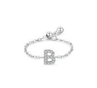 Dainty Silver Rings, Diamond Rings Set Letter B with Round Shape Diamond 9K White Gold Size S 1/2