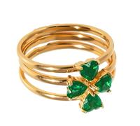 Dainty Stacking Bands Featuring Heart and Four Clovers, Daily Wear for Her Romance Love and Luck Inspired Stacking Rings